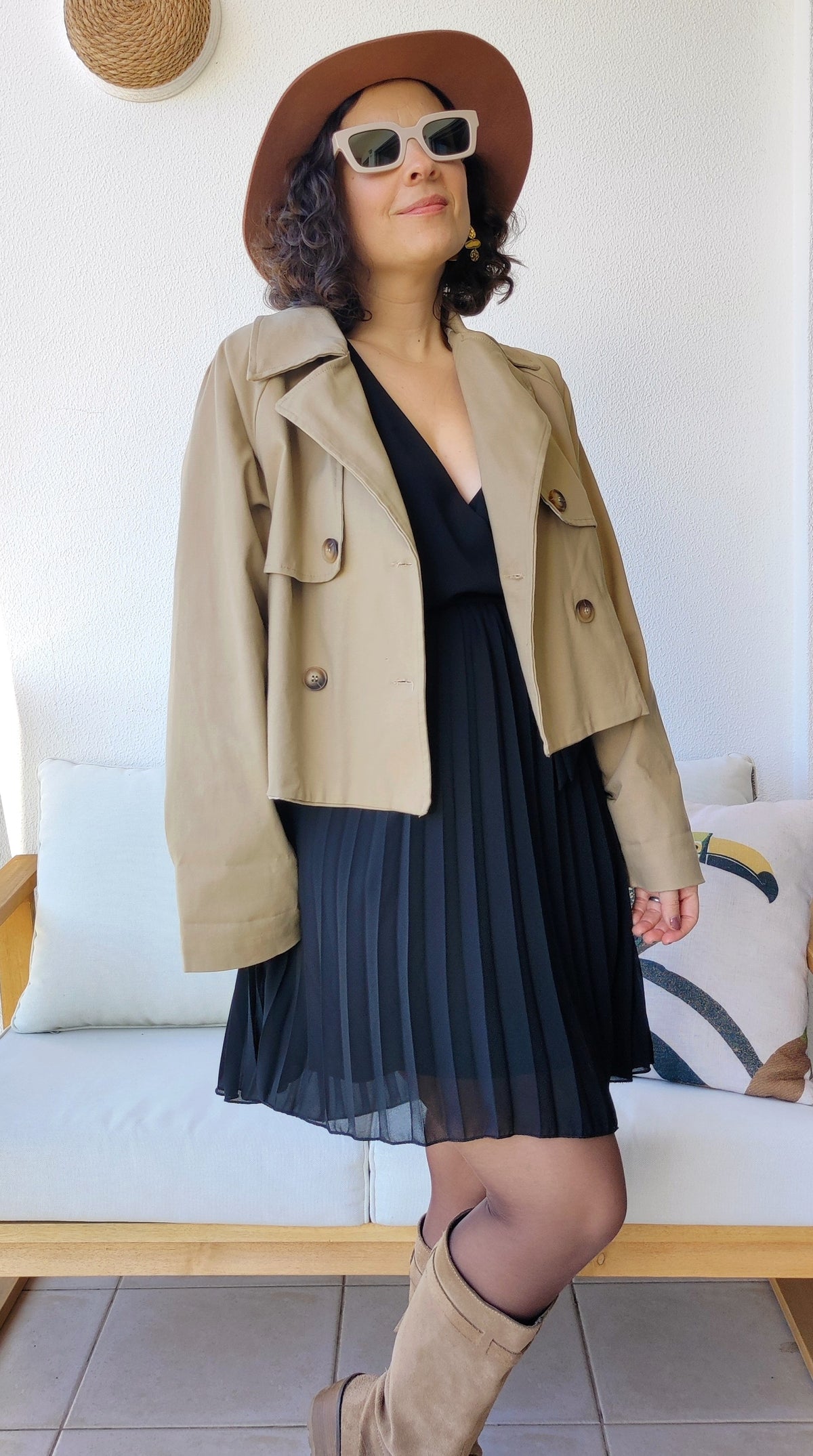 Parka curta de algodão, forrada, cor bege